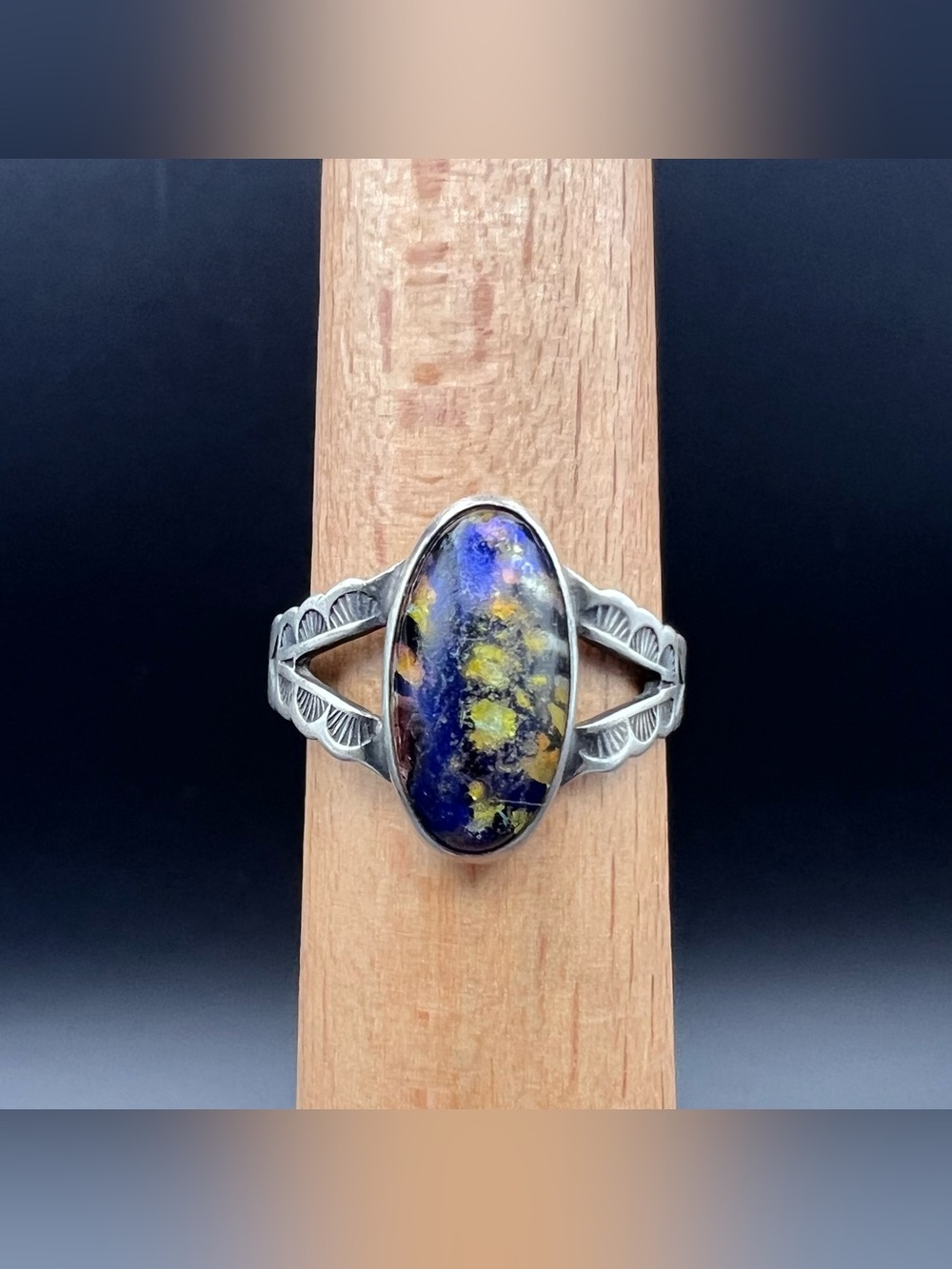 Fred Harvey Era Sterling Art Glass Ring